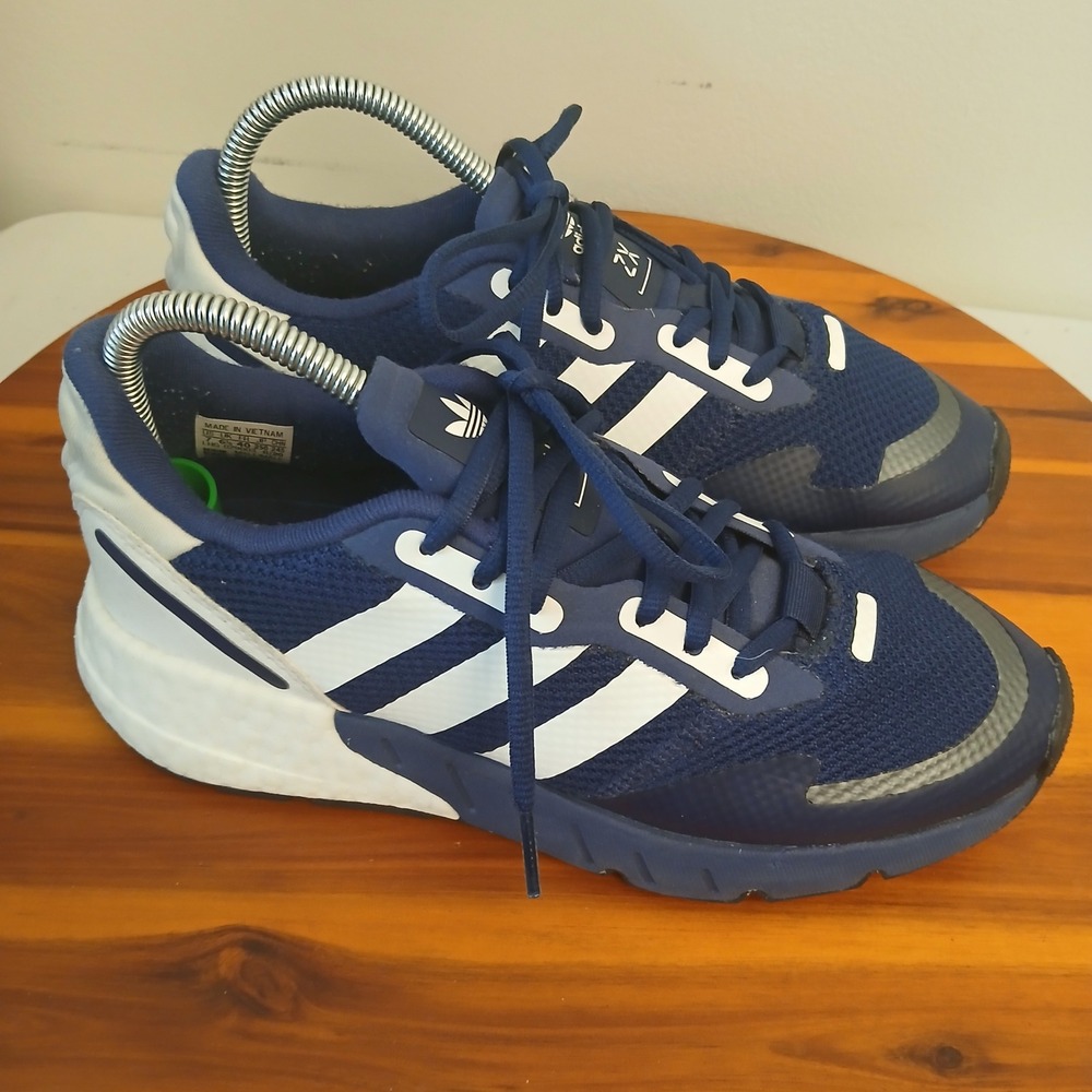 Adidas ZX 1K Boost Mens 7 Navy Blue Running Shoes Sneakers H68719 - Picture 3 of 8
